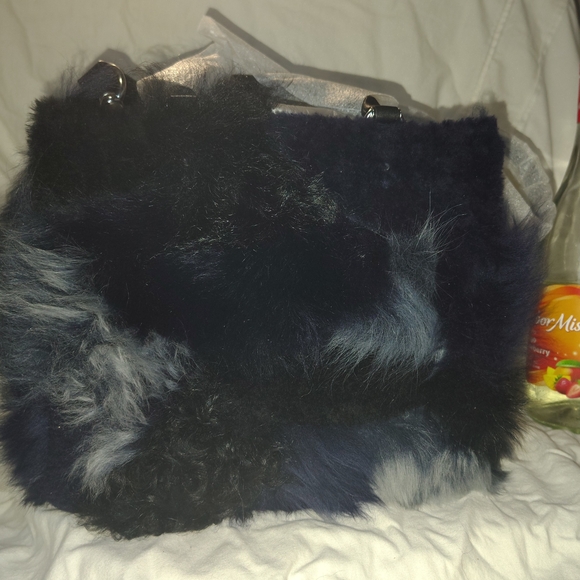 Coach Handbags - Coach Black and Gray Faux Fur Bag